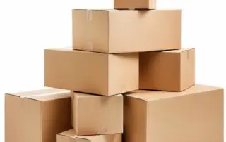 Moving cartons of various sizes.